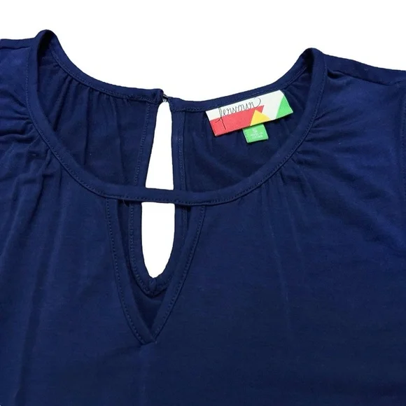 Modcloth Fervour Navy Blue Sleeveless Top With Keyhole Accent Size Small - Picture 3 of 8